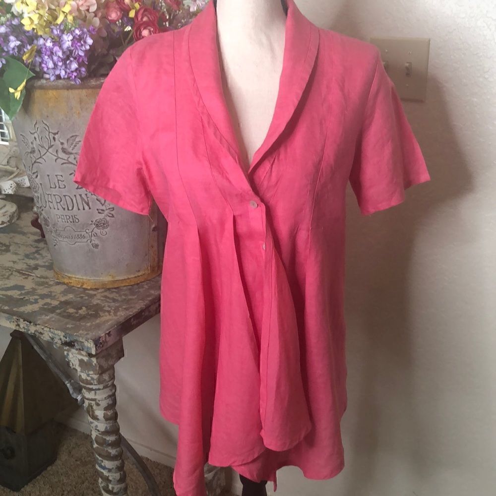 Hanna G salmon pink linen top